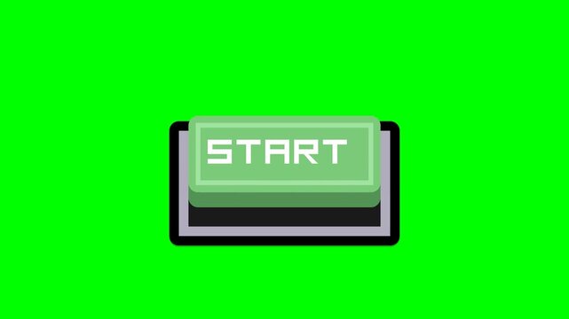 Start Button on a Green Screen Background for Video Editing and Game Development