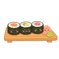 Maki Sushi Platter Illustration Set © chell