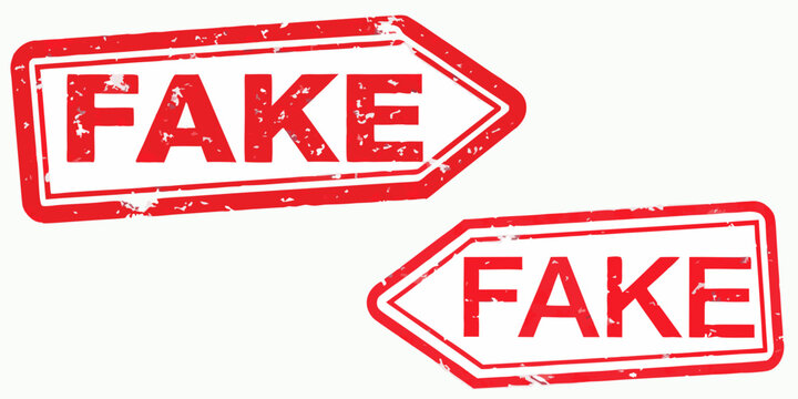 Red grunge rubber stamp vector with the word fake two variations