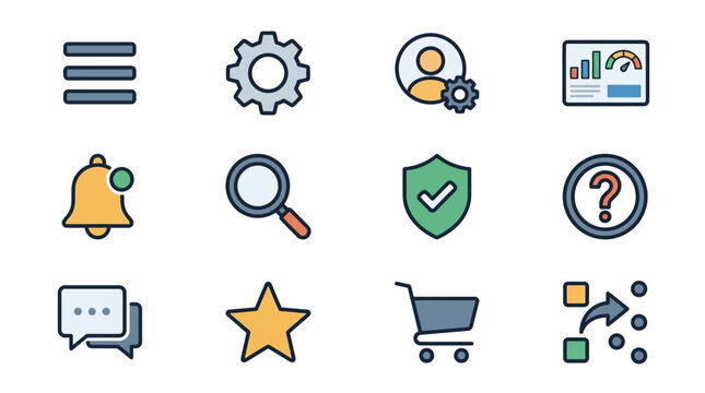 Collection of web interface icons.