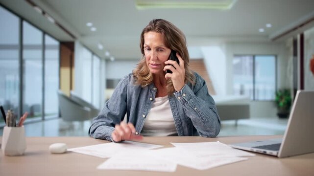 Woman On Phone Call Waiting