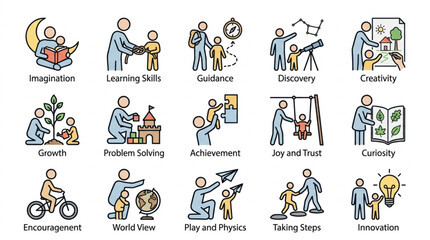 Fototapeta premium Illustrations of Educational and Developmental Concepts for Children
