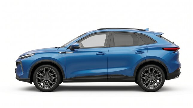 Modern blue SUV, sleek compact crossover vehicle, contemporary automotive design, electric car concept, clean energy transportation for urban and suburban travel