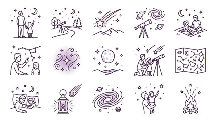 Fototapeta premium Illustrations of Astronomy and Stargazing Activities