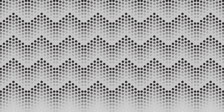 Abstract grayscale halftone zigzag pattern background with dotted geometric texture and modern monochrome design for wallpaper, digital art, fabric, and graphic projects.