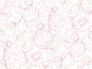 Fototapeta premium Dense Floral Cross-Stitch Embroidery Seamless Vector Pattern Pink White Lush Textile Fabric Design