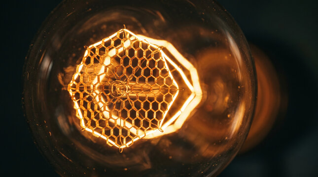 Futuristic Honeycomb Tunnel with Golden Glow