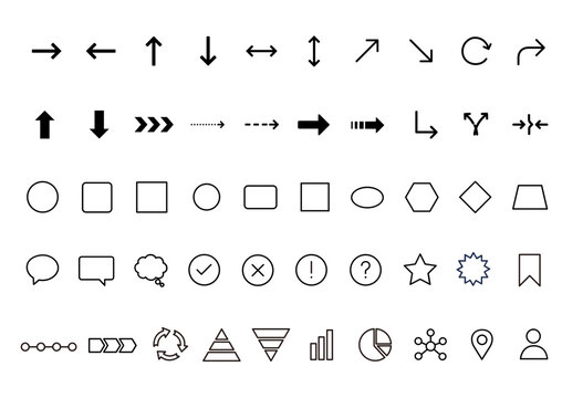 Transparent arrow vector black font set