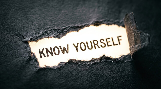 Know Yourself Message on Torn Paper Background