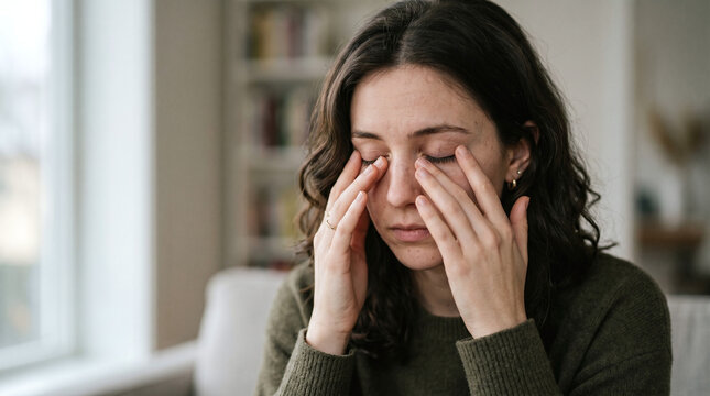 Woman Experiencing Eye Fatigue and Stress