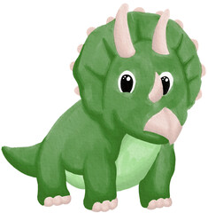 Green Dinosaur Watercolor Illustration © tika