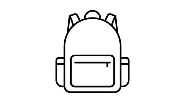 Minimal line-art backpack icon illustrating a simple silhouette for travel, school, and everyday use