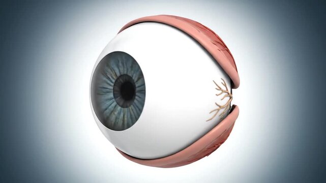 3D Eyeball Rear View With Optic Nerve Anatomy