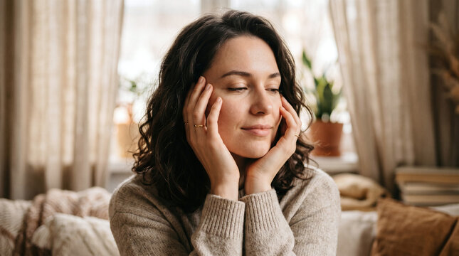 Relaxed Woman with Closed Eyes Portrait