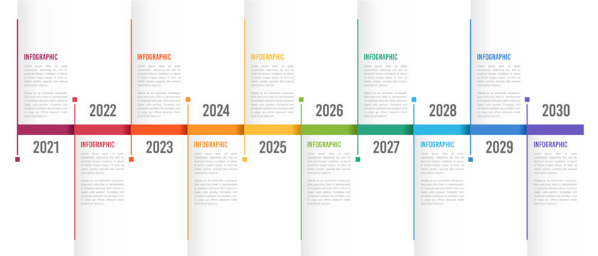 Business timeline 10 years. Infographic design template for business. Milestone, Anniversary, Planning, and Roadmap. Vector illustration.