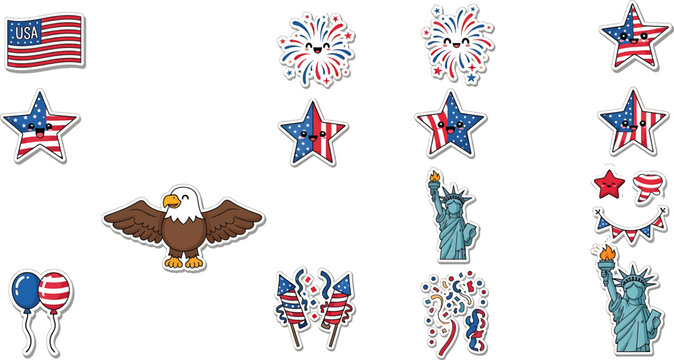 Patriotic stickers for 4th of july independence day  decorations