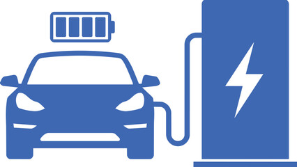 Electric car charging station and full battery vector icon © Sumbal