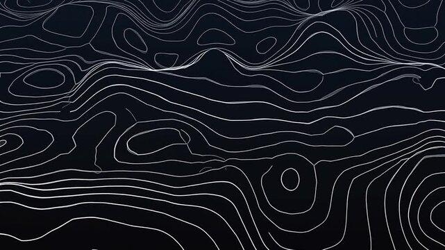 Abstract topographic background with flowing white lines creating dynamic, undulating patterns.