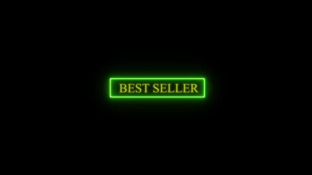 Best Sale Text 4k Animation on shop now neon light in speech bubble modern frame border animation motion graphics .Gradient best seller text badge for online stores with black background 4k