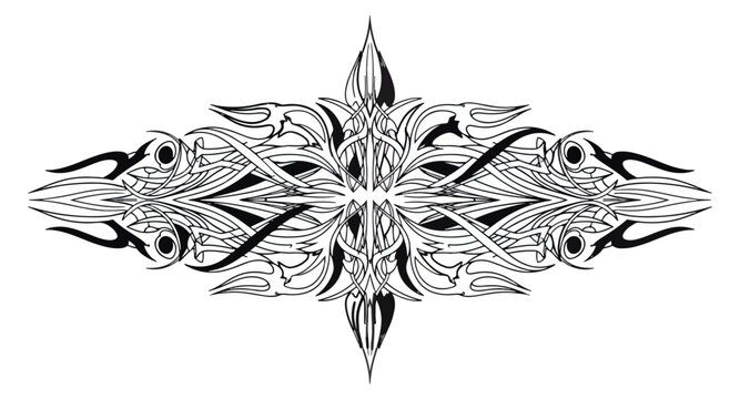 Abstract symmetrical ink splash design on black background with mirrored white fluid patterns creating a dynamic rorschach like form