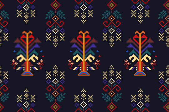 abstract Traditional geometric ethnic fabric seamless pattern elements with editable ethnic patterns design for textiles, rugs, clothing, scarf, wrap, embroidery, print, curtain, carpet, wallpaper