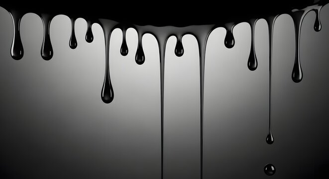 Black liquid dripping on gray texture background hd image