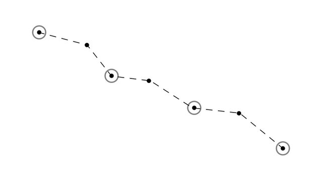 Step-by-step road map with included highlight points. Cg progressive motion background. Business goal achievement schedule. A movement effect has been created. Cg