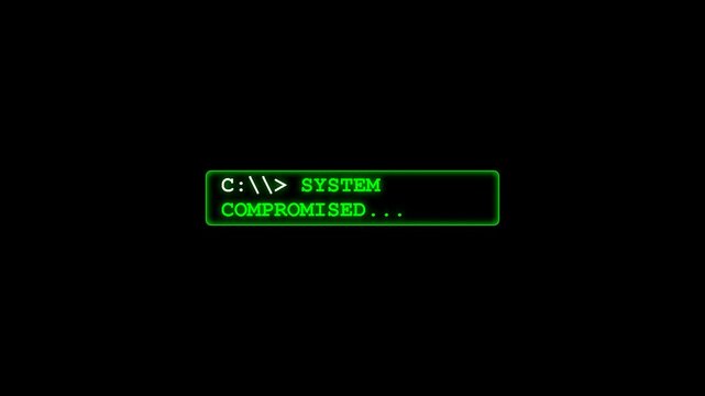 Green matrix hacker terminal cyber security screen text animation