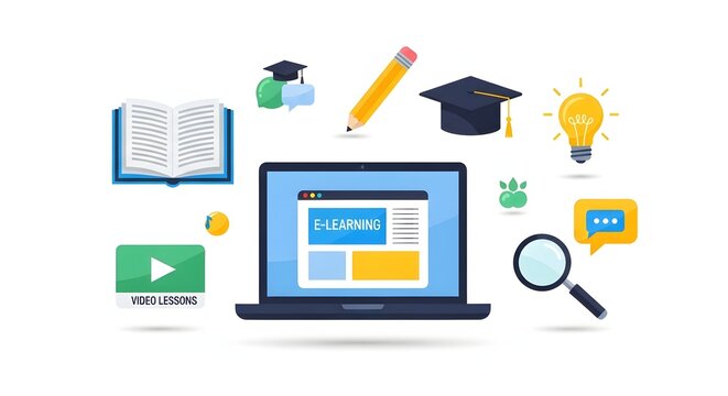 Online education e-learning and digital study concept