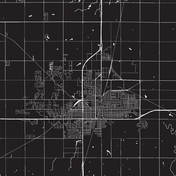 Enid Oklahoma Vector Map, Detailed City Street Map Black and White Minimalist Line Art