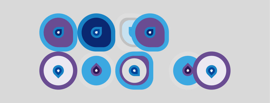 Colorful evil eyes pattern. Circles, blue, purple hues dominate design. Symbolic protection against negativity shown.