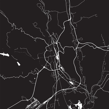 Kosice Slovakia Vector Map, Detailed City Street Map Black and White Minimalist Line Art