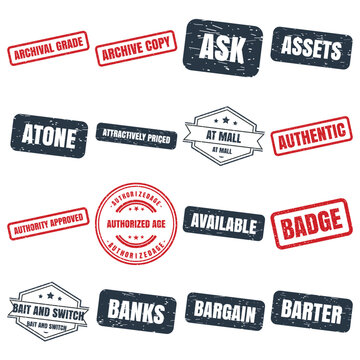 Archival Grade, Archive Copy, Ask, Assets, Atone, Attractively Priced, At Mall, Authentic, Authority Approved, Authorized Age, Available, Badge, Bait and Switch, Banks, Bargain and Barter Vintage Grun