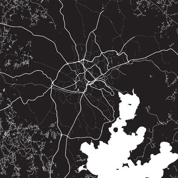 Kampala Uganda Vector Map, Detailed Capital City Street Map Black and White Minimalist Line Art