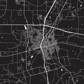 Sherman Texas Vector Map, Detailed City Street Map Black and White Minimalist Line Art