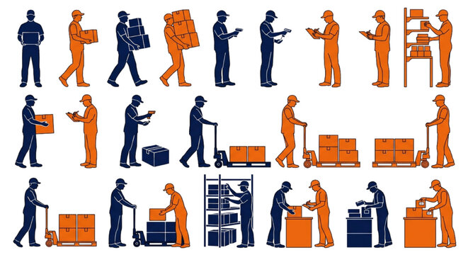 Warehouse Worker and Logistics Staff Vector Character Collection for Industry