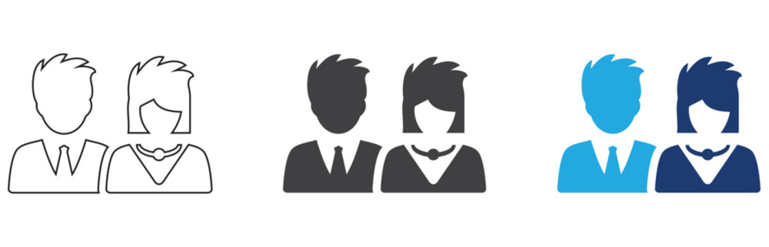 Multiple Users Icon. Team & Community Symbol | Outline, Solid & Blue Design