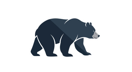 Fototapeta premium Minimalist graphic illustration of a walking black bear silhouette.