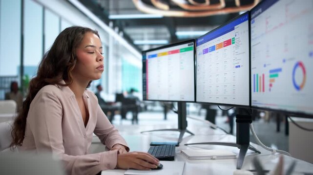 Sales Manager Tracks Client Leads On Desktop