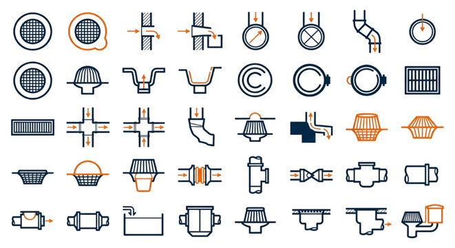 Landscape Irrigation CAD Block Collection Sprinklers Valves Pipe Fittings Vector Set