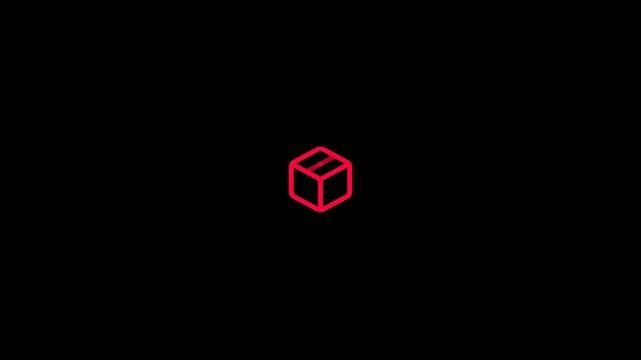 Red shipping logistics package parcel box unboxing motion graphic