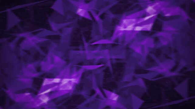 Futuristic purple frosted glass texture background with animated polygonal shapes loop