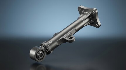 Naklejka premium Precision engineered industrial strut component 3D render, suspension support element, structural load bearing stabilizer for automotive and machinery systems