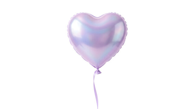 Purple heart shaped helium balloon isolated on transparent background