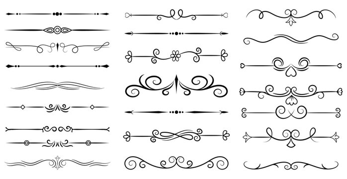 Decorative Ornate Line Dividers Vector Set	
