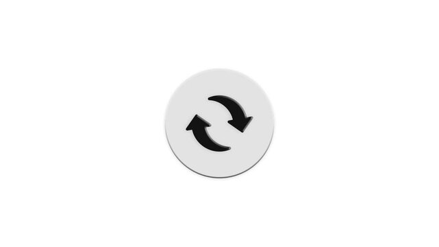 Dynamic motion graphic animation of circular arrows refresh symbol isolated on white background loop.