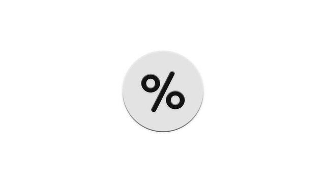 Minimalistic 3d percent icon animation for various financial and discount related motion graphics.