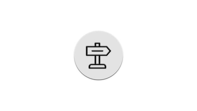 Minimalist directional signpost icon animation on white circular base with subtle shadow movement.