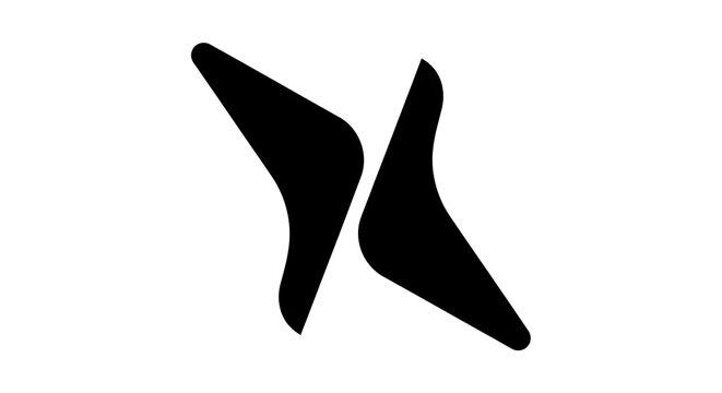 Minimalist split divider vector icon featuring a stylized black abstract letter X graphic on a white background