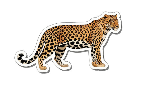 Spotted leopard walking in profile